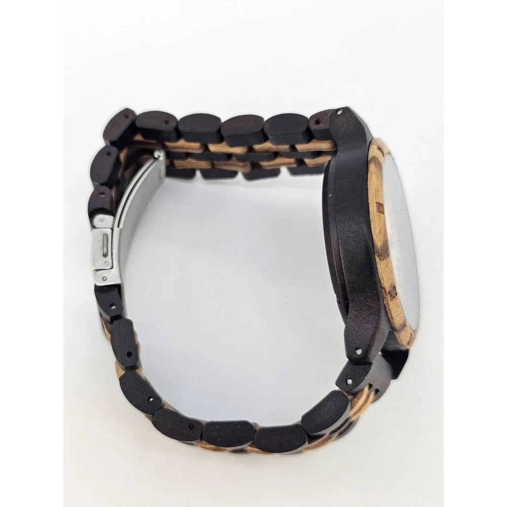 Men's Analog Wood Watch 46MM Dark Brown Bracelet Band 8
